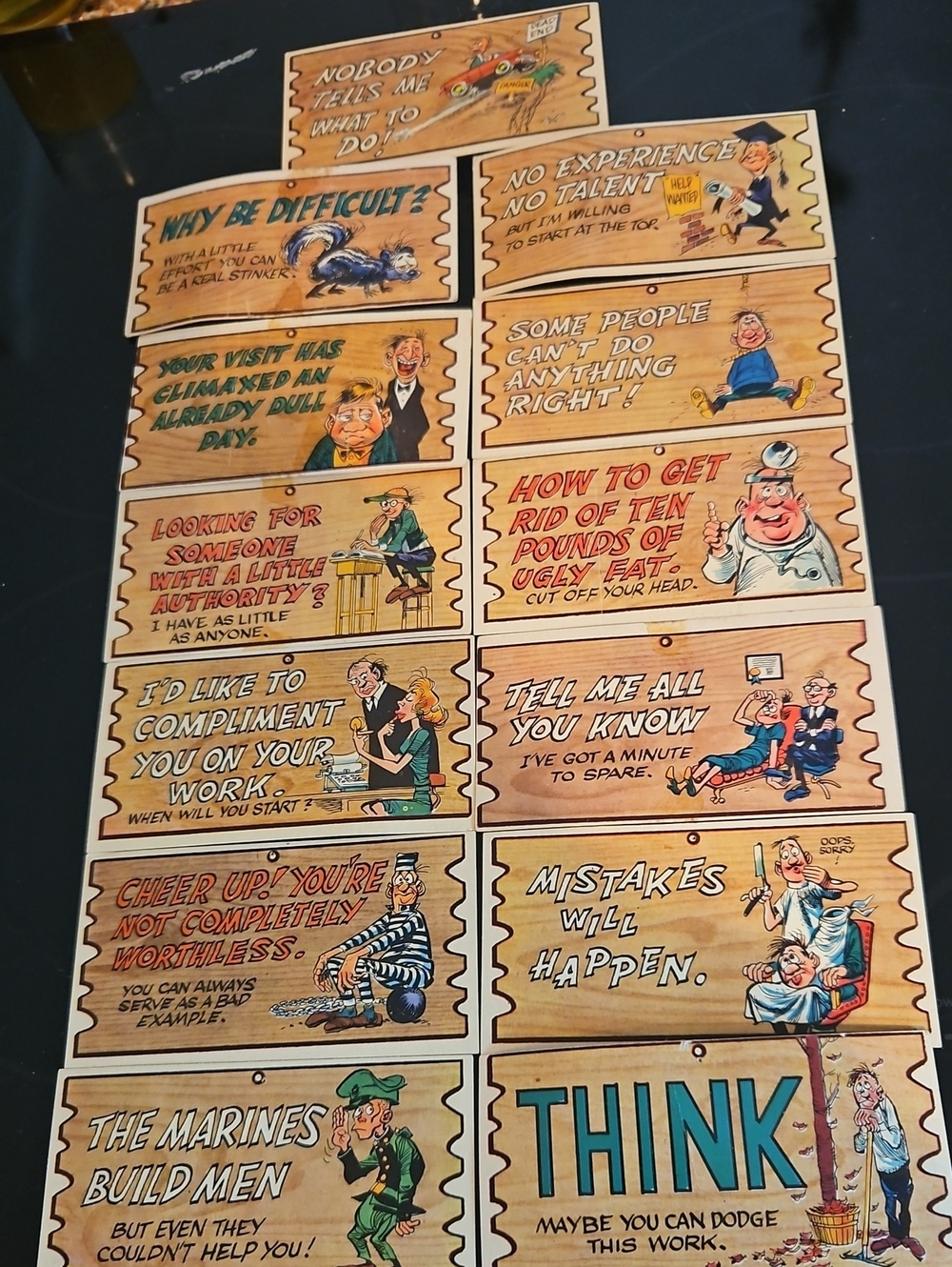 Vintage 1959 Topps Wacky Plak Trading Cards, Set of 12 Cards